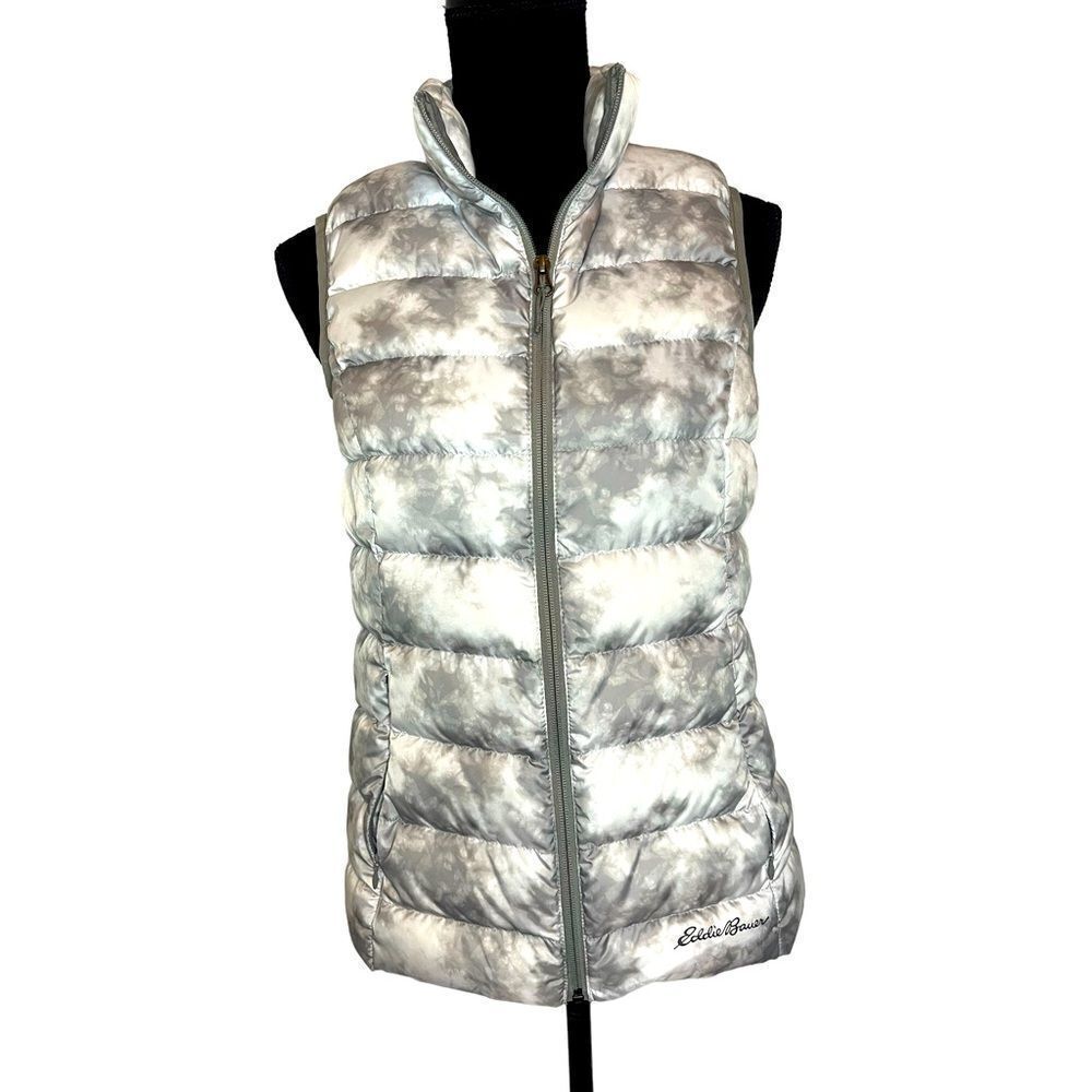 NWOT EDDIE‎ BAUER CIRRUSLITE DOWN PUFFER VEST IN WHITE & GRAY WOMENS SIZE SMALL